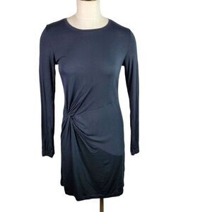 Fabletics Dress Knot Your Average Mini Long Sleeve Jersey Fabric Black Size S 6
